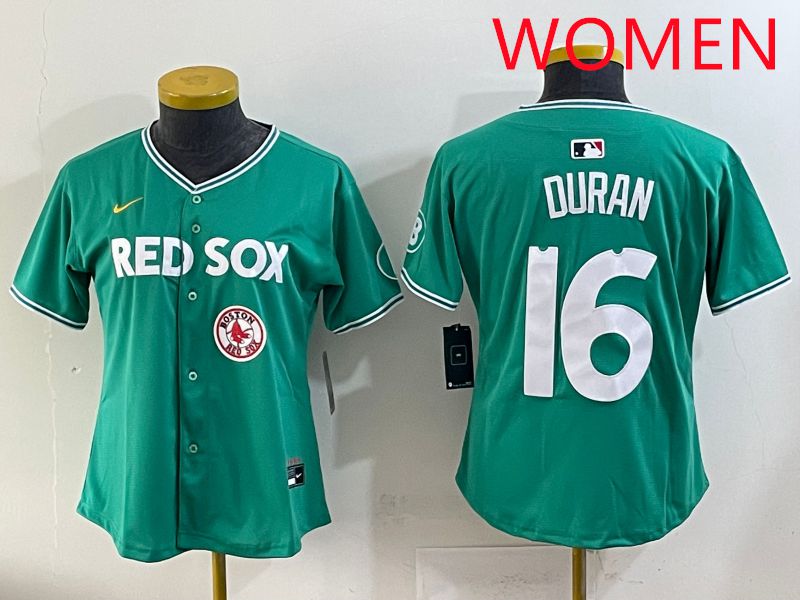 Women 2025 Boston Red Sox #16 Duran Dark Green Joint Name Nike MLB Jersey style 10